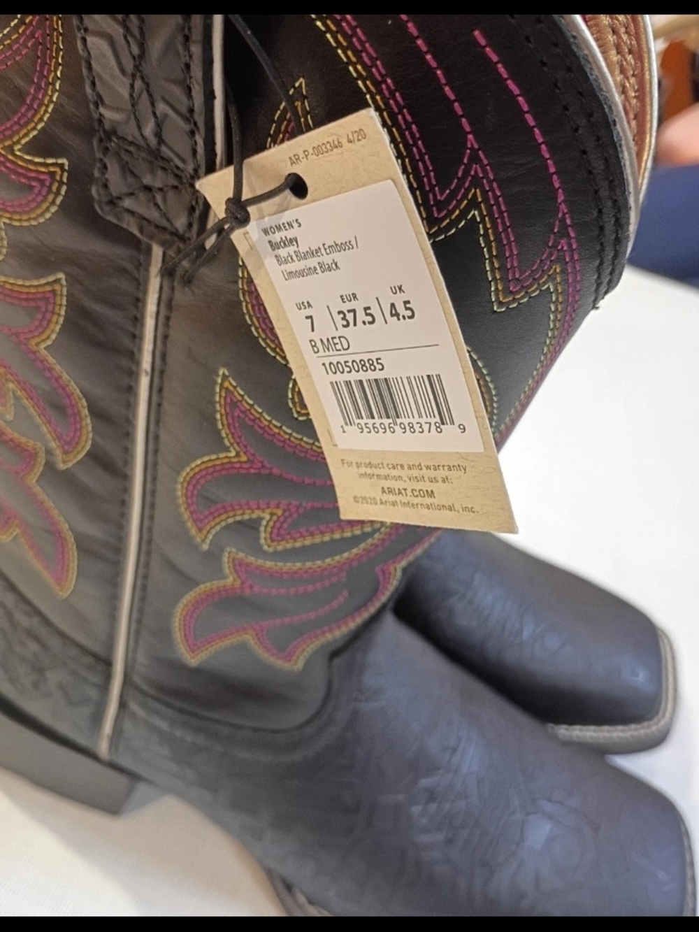 Ariat Women's Black Western Boots with Pink & Yellow Embroidery